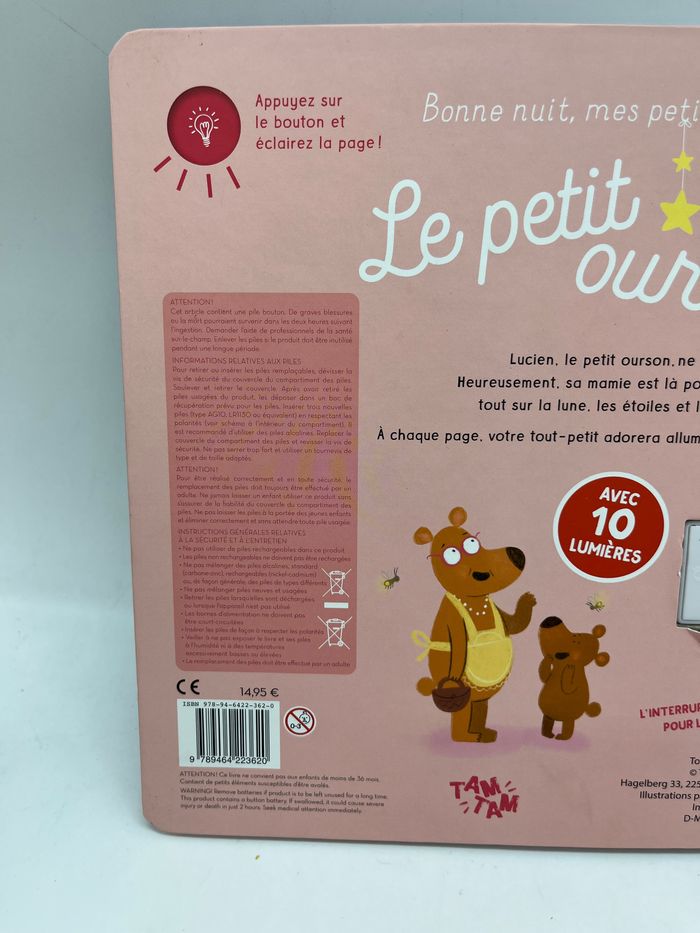 Livre histoire Bonne nuit mes petites étoiles  modèle le petit Ourson livre lumineux tam tam edition Neuf - photo numéro 4