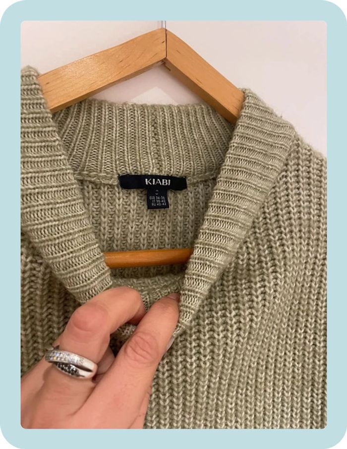 Pull vert pastel en maille - photo numéro 4