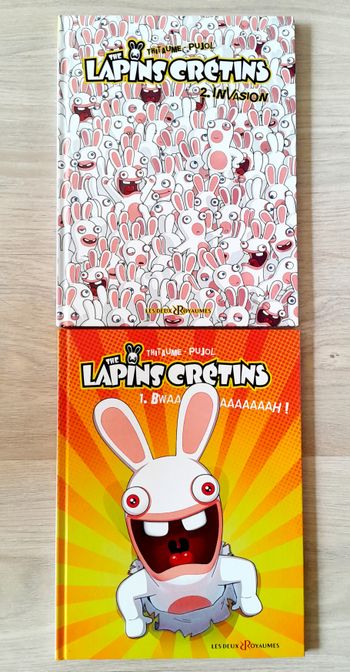 2 BD Lapins crétins tome 1 Bwaaaaah ! et tome 2 Invasion