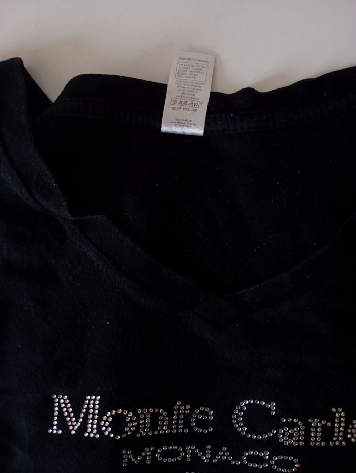 Tee-shirt noir sans manches. Taille S. Coton . Strass . Très bon état - photo numéro 9