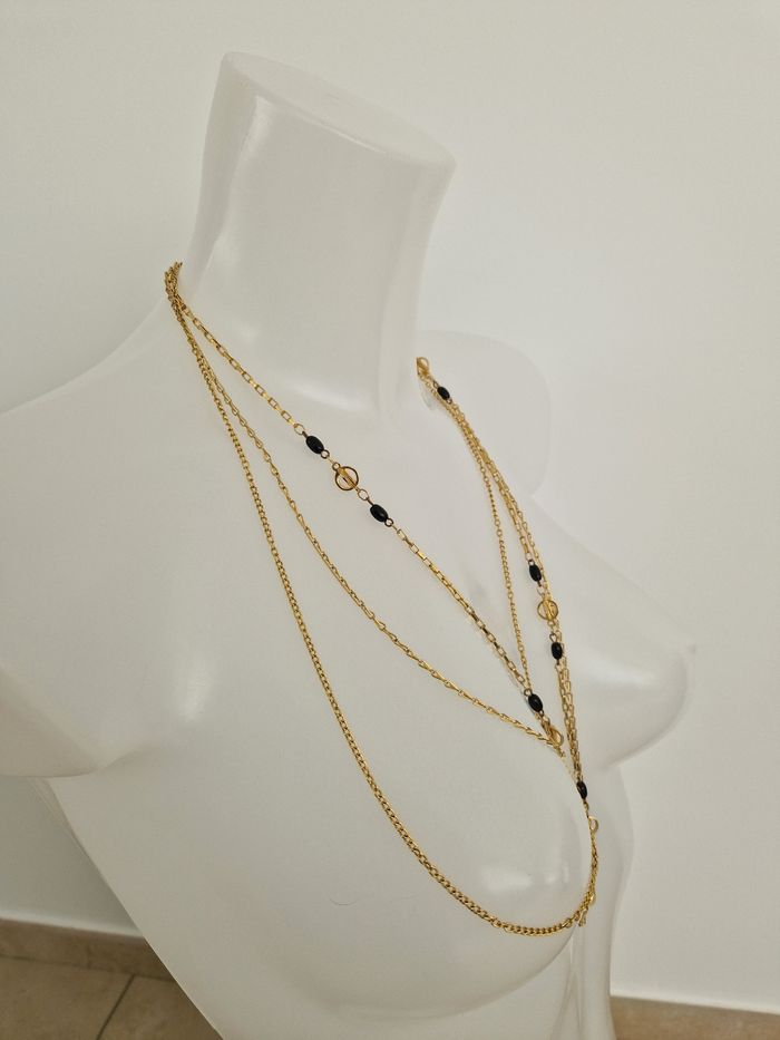Collier  multi rang long doré - photo numéro 4