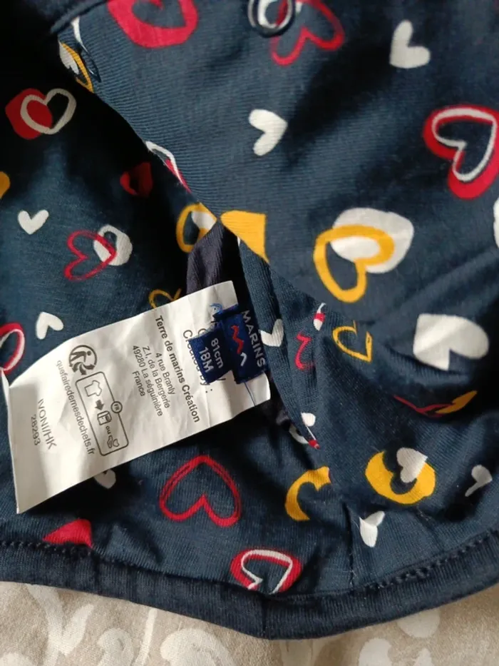 Veste bleu coeurs 81cm terre de marins réversible - photo numéro 2