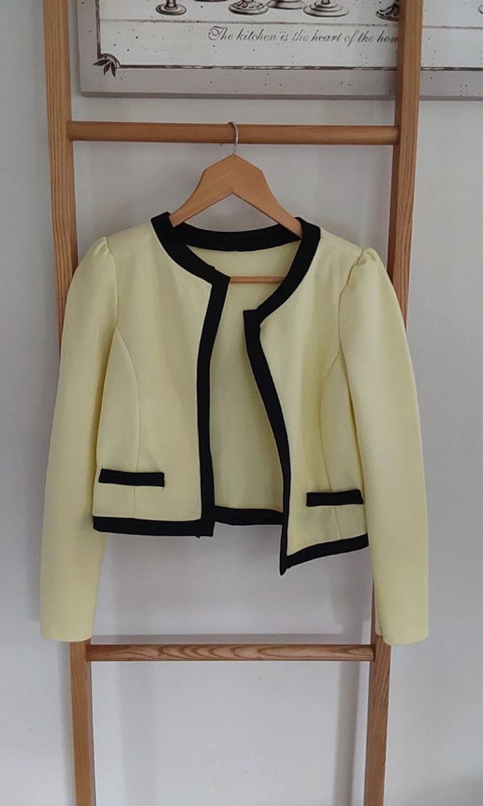 Veste blazer vintage jaune T 36 - photo numéro 6