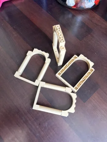 4 Arche Lego Door, Frame 1 x 6 x 7 Arched with Notches and Rounded Pillars ref 40066 Tan