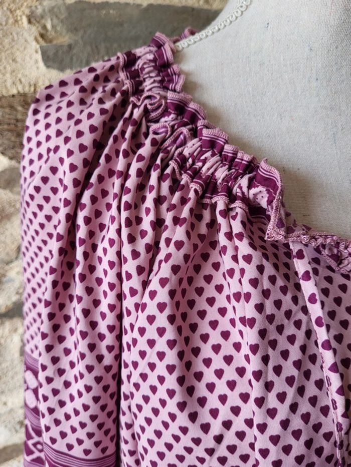 Blouse manches courtes mauve violet motifs cœurs Blancheporte Taille 54 - photo numéro 4