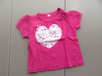 tee-shirt rose à manches courtes fille 18 mois