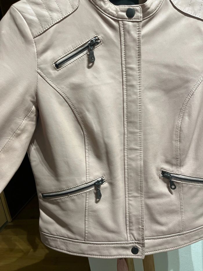 Veste Perfecto Rose en Cuir - photo numéro 3