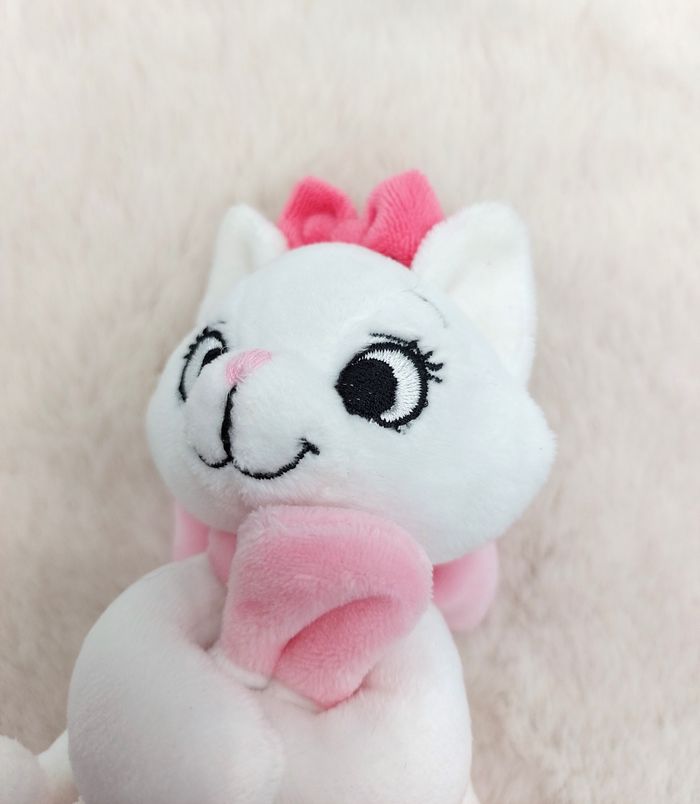 Doudou peluche chat Marie blanc rose Goodnight Disney Nicotoy Simba toys nœud - photo numéro 10