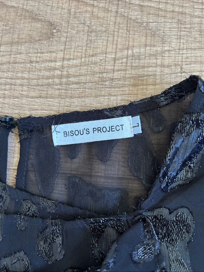 Blouse transparente noire et brillante Bisou’s Project taille L jamais portée - photo numéro 9