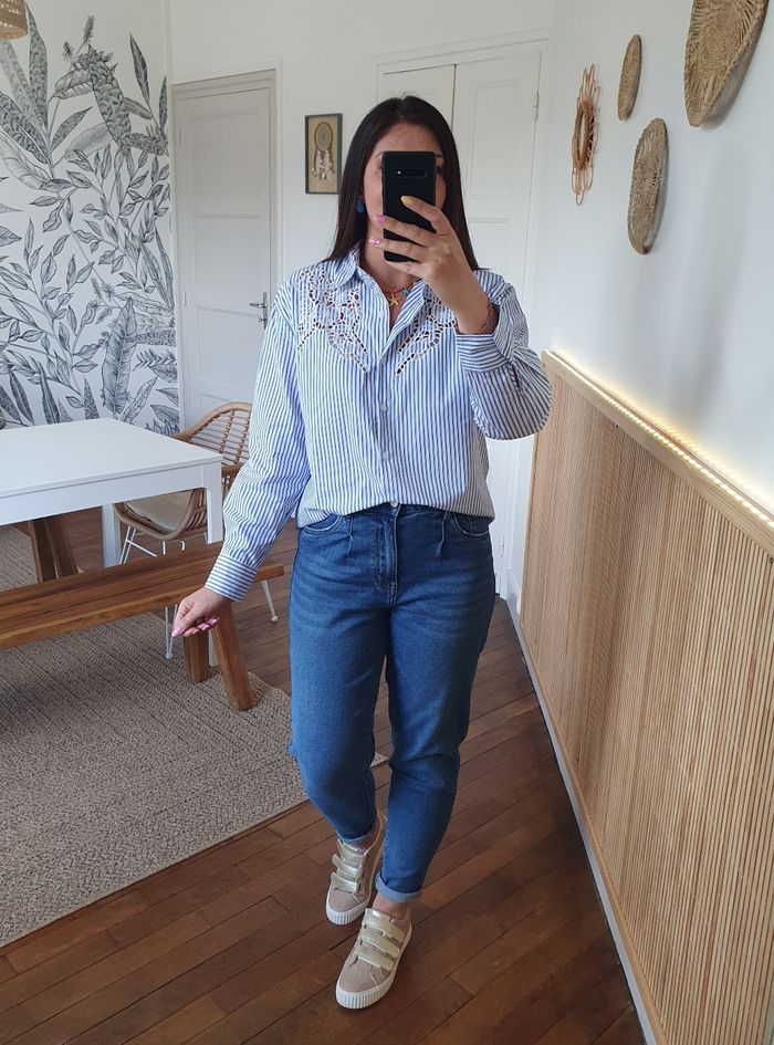 Chemise rayée bleu/blanc Lorient Taille S/M - photo numéro 2
