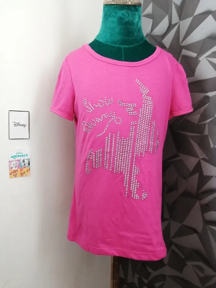 Tee-shirt rose à strass / leava / (8ans) - photo numéro 2