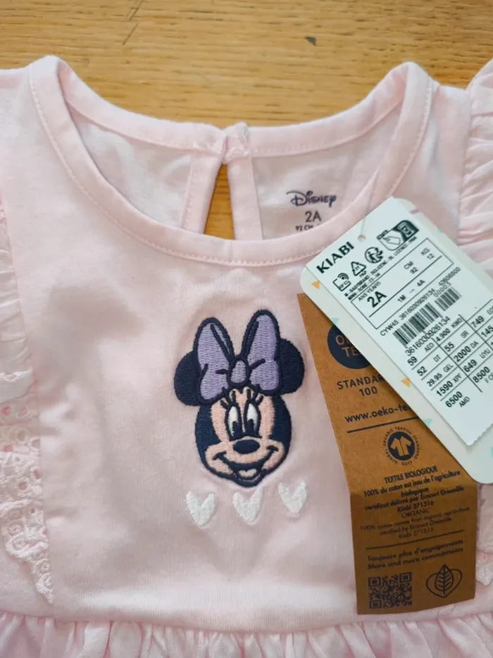 Robe neuve Kiabi 2 ans Disney Minnie fille rose neuve étiquette - photo numéro 4