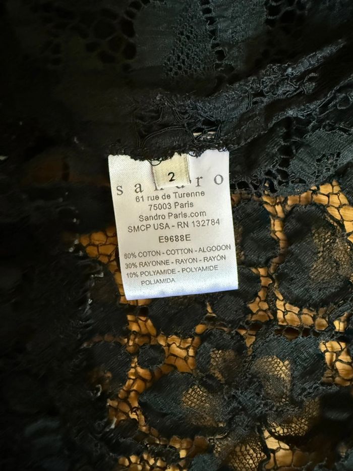 T- shirt en dentelle Sandro neuf sans étiquette noir taille 2 - photo numéro 6