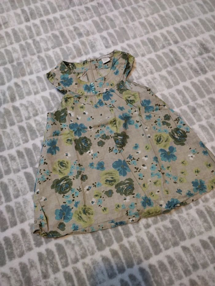 Blouse je me sens manche beige à fleurs bleu Orchestra 3 ans - photo numéro 2