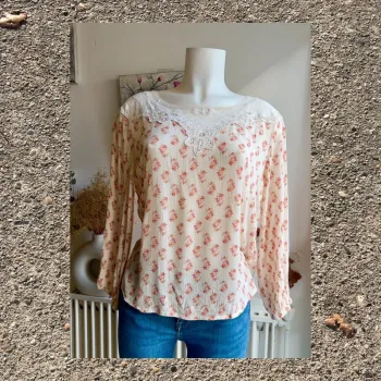 Blouse H&M fleurie 🌸 Dentelle & manches longues