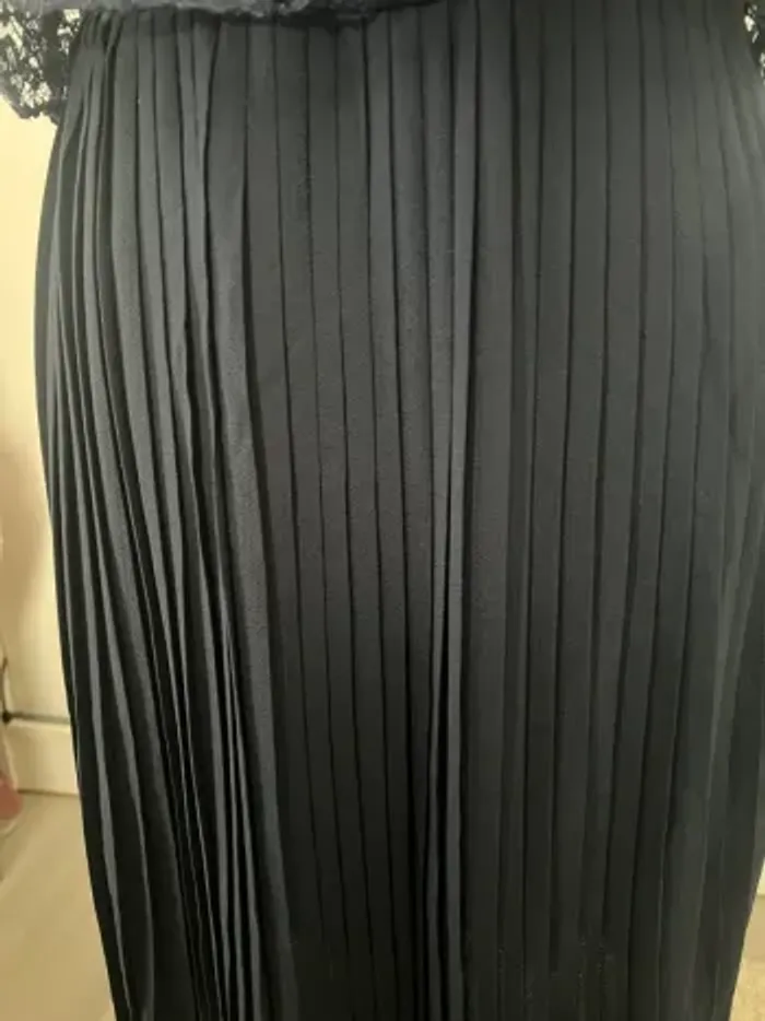 Robe midi plissée dentelle marine Camaïeu - photo numéro 4