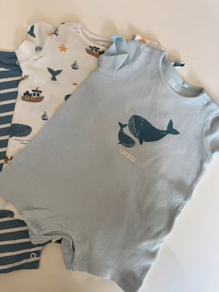 Lot de 3 barboteuses pyjama combi short - photo numéro 2