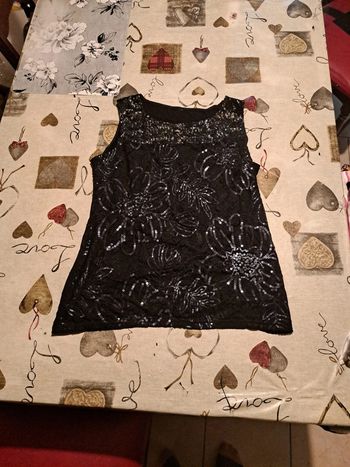 Débardeur femme noir à strass taille 38