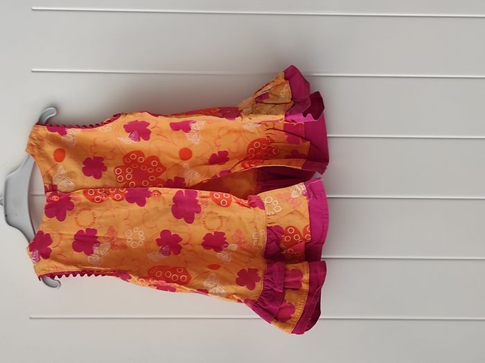 Robe d’été bébé fille 6 mois – fleurs rose/orange - photo numéro 4