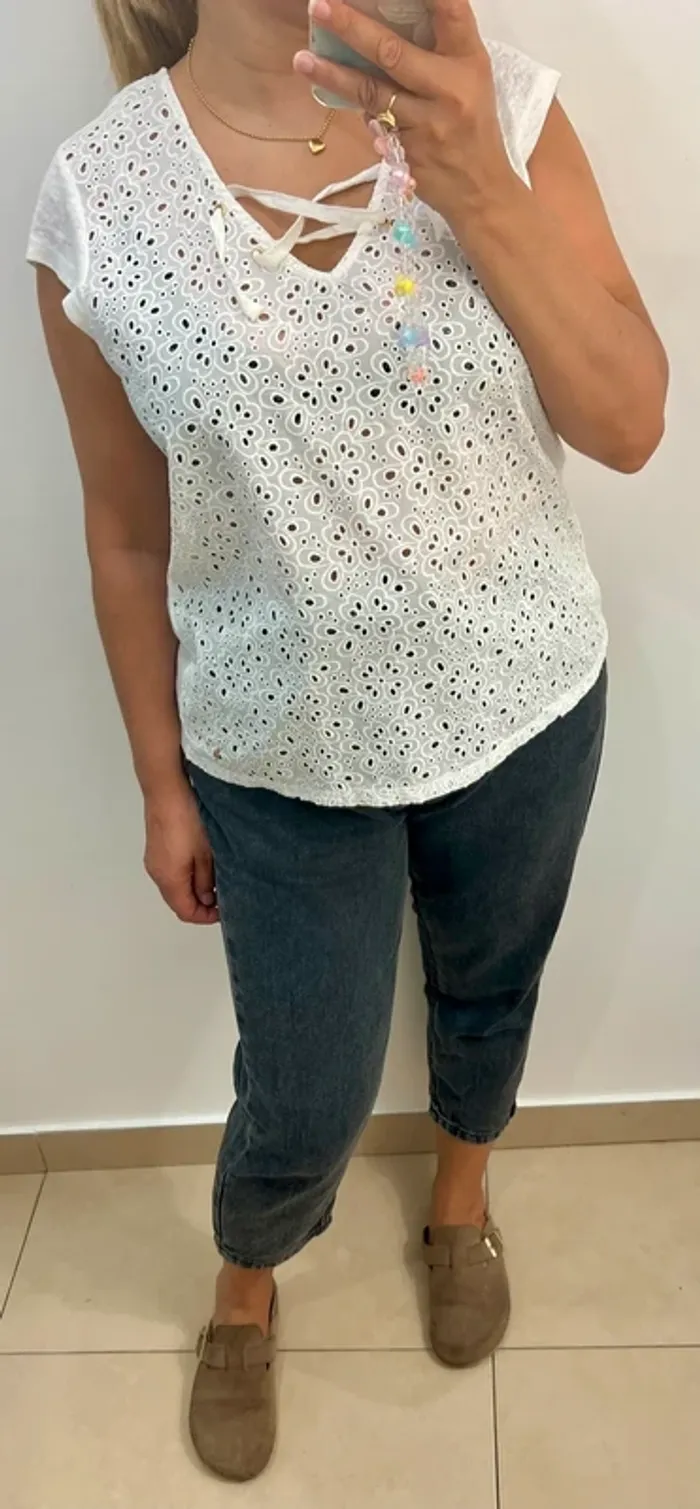 Tee Shirt en lin Petits Hauts Brodée Taille 1 - photo numéro 5
