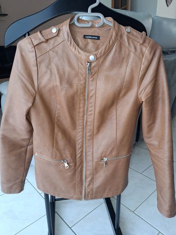 Veste simili cuir femme marron cache cache