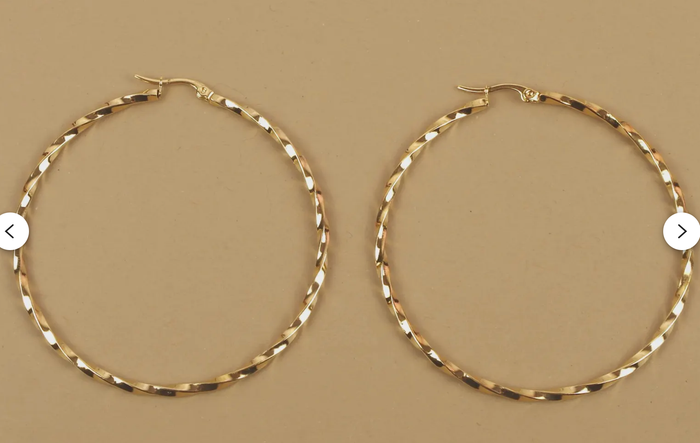 Créoles rondes torsadées 61 mm dorées à l'or fin 14 carats