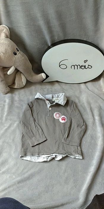 Chemise tee shirt Polo manches longues Garçon 6 mois Petit diable Kimbaloo Baby Boy