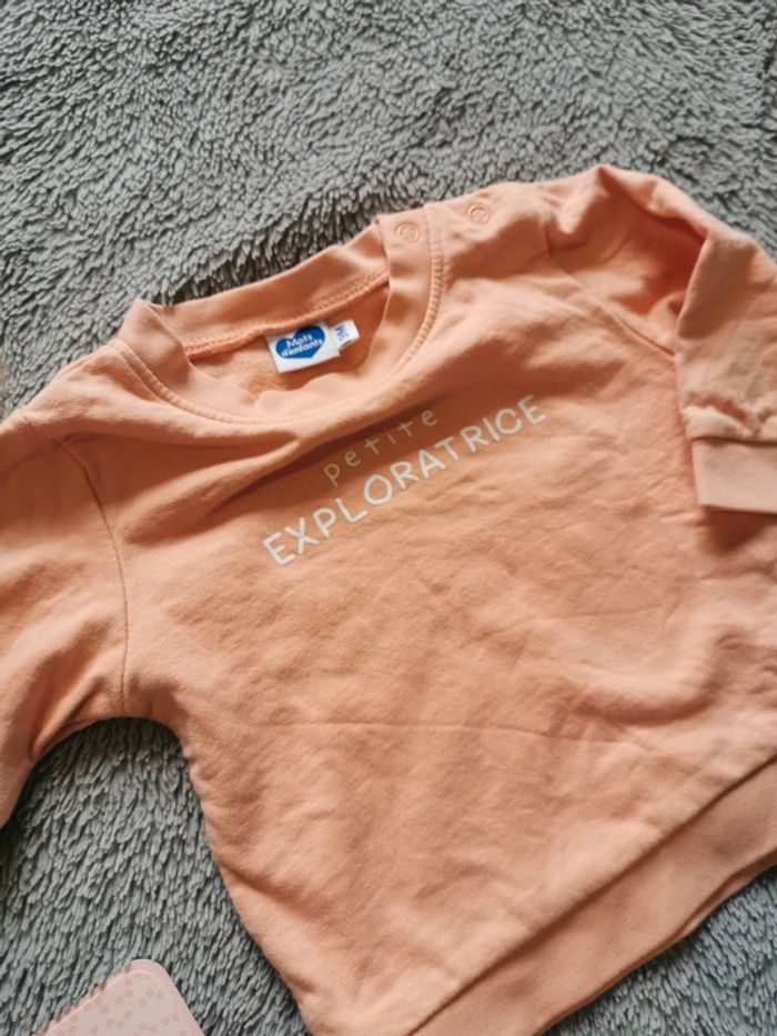 Sweat Corail Mots d'enfants 9 mois - photo numéro 2