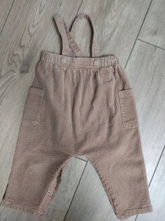 Pantalon bretelle salopette velours côtelé marron