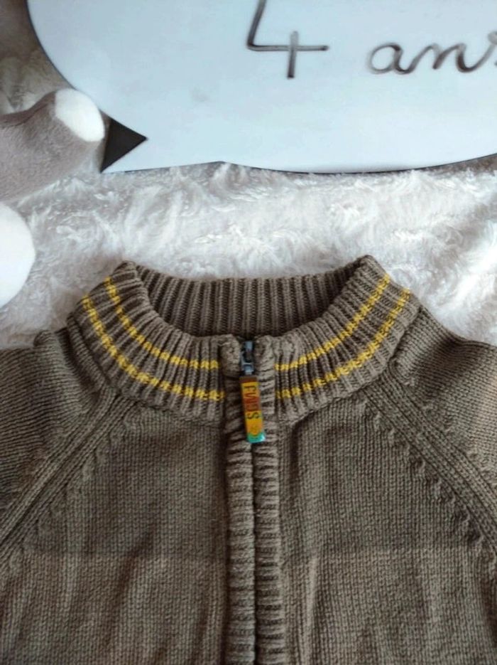 Gilet zippé maille Garçon 4 ans Sergent major 100% coton - photo numéro 5