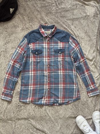 Chemise à carreaux bleu et rose taille XXL - Celio