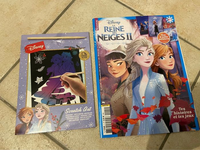 Carnet bloc à gratter et magasine reine des neiges