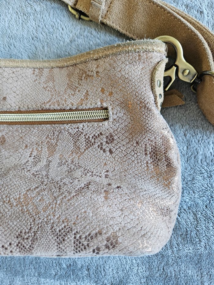 Sac bandoulière cuir doré rosé Mila Louise - photo numéro 7