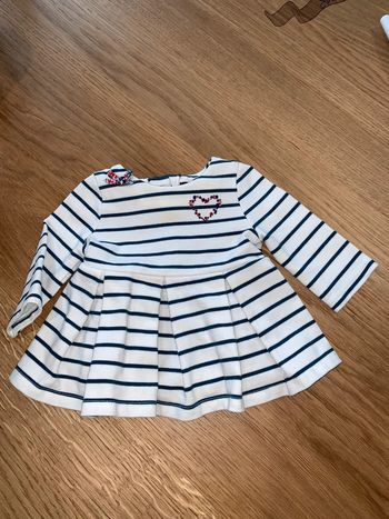 robe tunique courte bebe fille Sergent Major  Blanc a rayures vert foncé