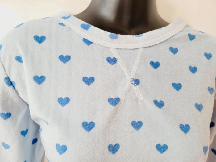 Haut de pyjama bleu ciel petits cœurs coquette taille S 36 - photo numéro 4