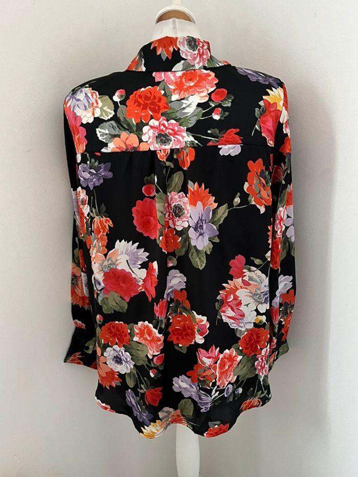 Chemisier satiné à fleurs Zara S - photo numéro 3