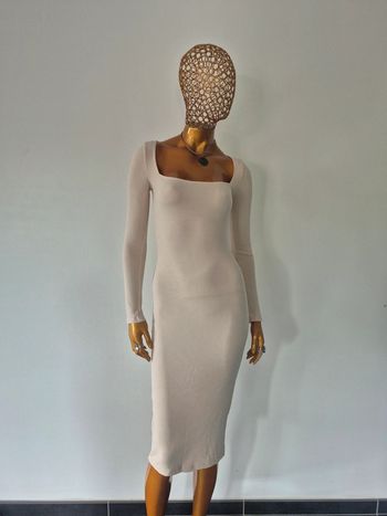Robe Longue Femme Manches Longues Crème