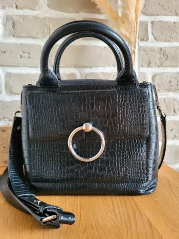Sac à main Anouck Claudie Pierlot - cuir texturé noir