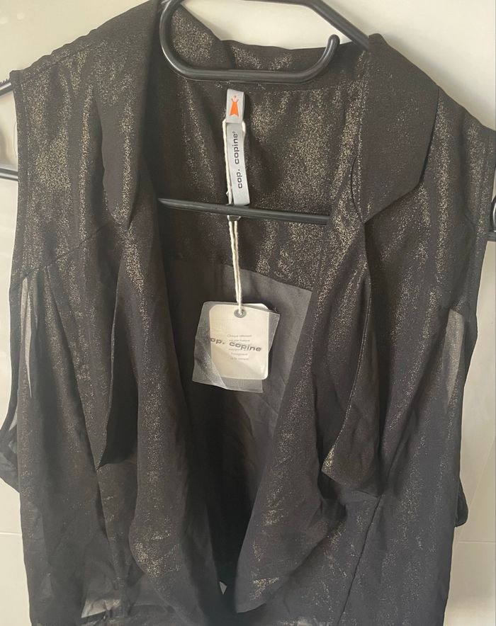 Haut Cop Copine TS sans manches couleur noir brillant Neuf avec étiquette - photo numéro 2