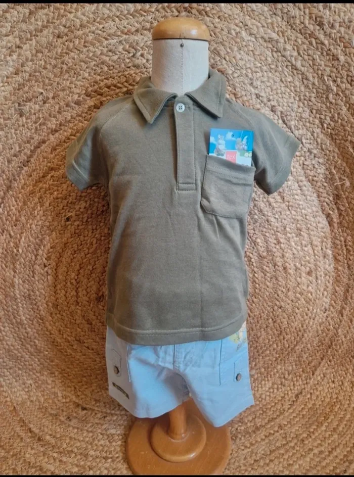 Neuf jolie ensemble polo et short simba en lin garçon 12 mois - photo numéro 2