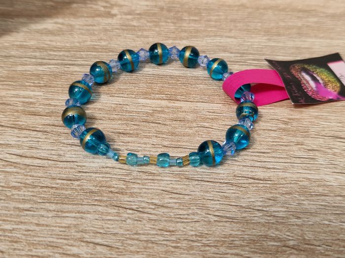 Bracelet Elastique Perles Bleu Dorée Turquoise - photo numéro 6