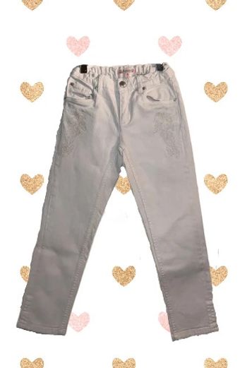 Jean droit blanc à broderies 8 ans - Bonpoint