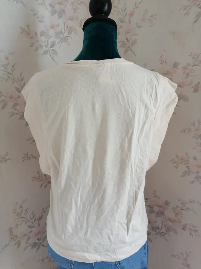 Tee-shirt épaules larges beige avec photo venise / gémo / (M) - photo numéro 2
