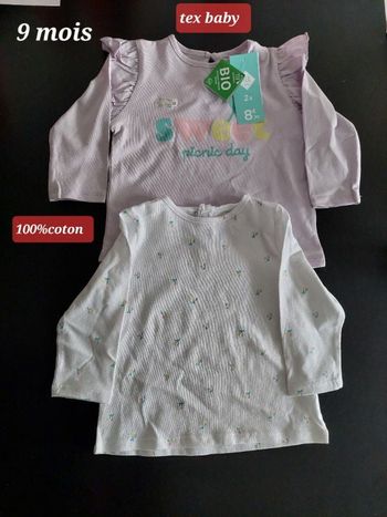 Lot de 2 tee-shirts fille 9 mois