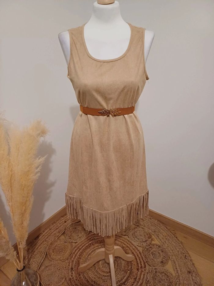 Robe beige en suédine Oxana taille S 36