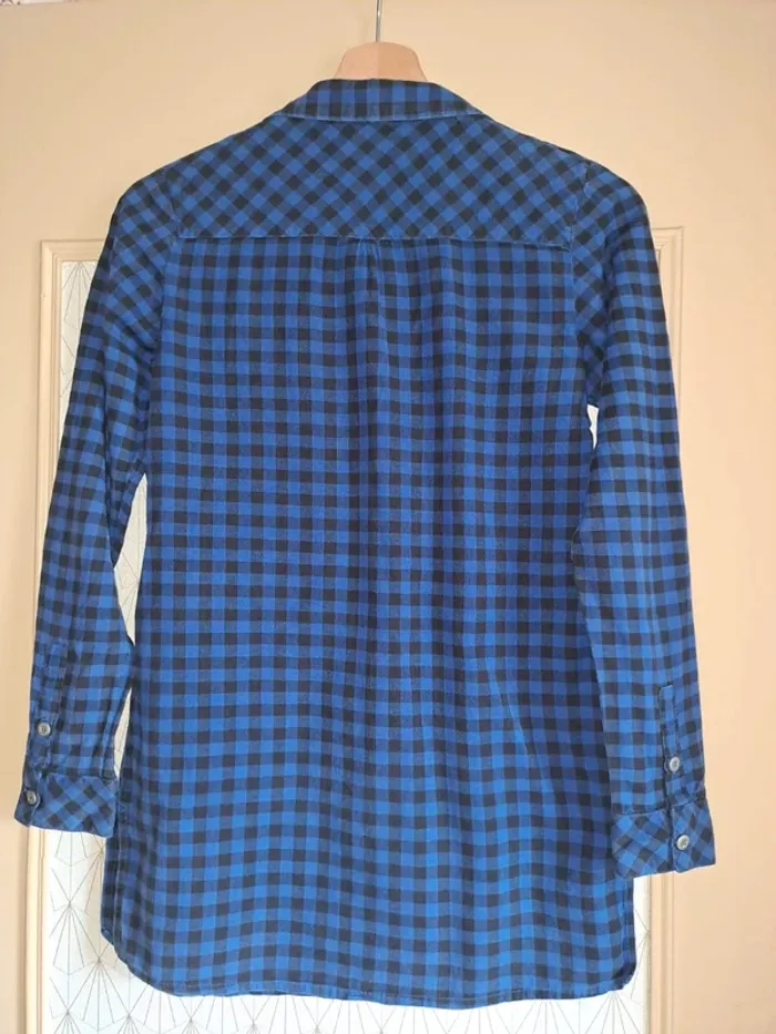 Chemise longue fille bleu noire à carreaux tbe rosebud girl 12 ans - photo numéro 5