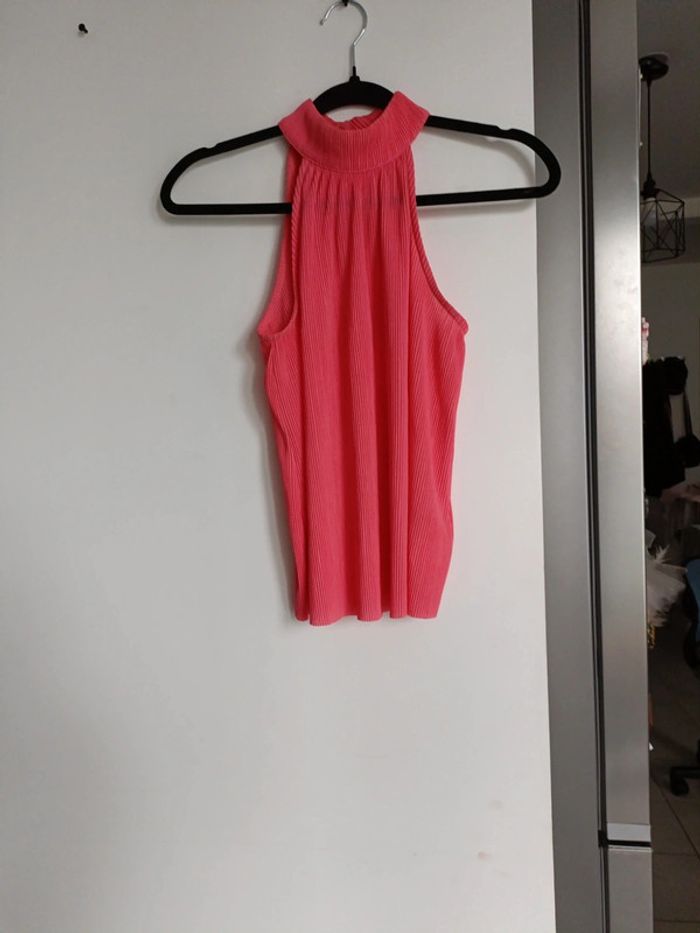 Top Rose col a boutons Légère Kiabi Taille 36 – Polyester – Très bon état - photo numéro 2