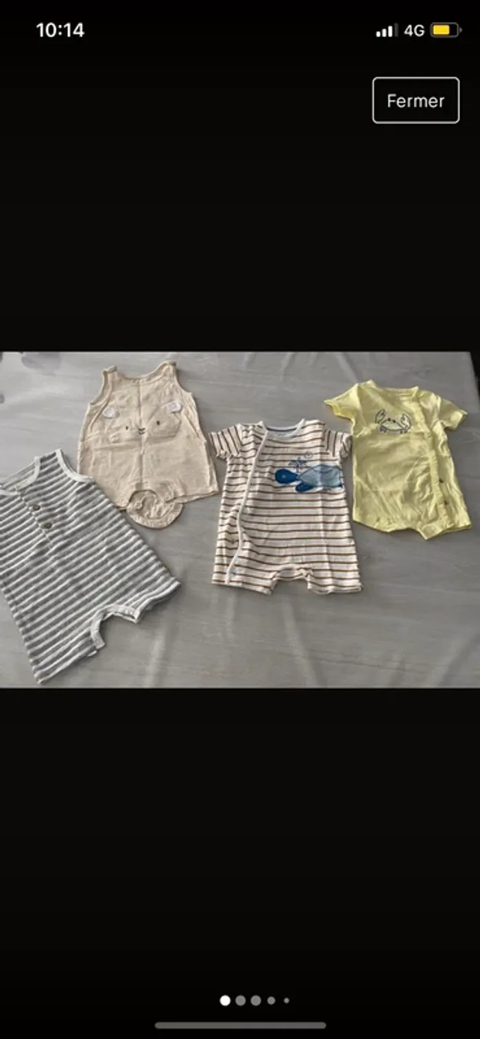 Lot de 4 grenouillères bébé garçon 3 mois C&A