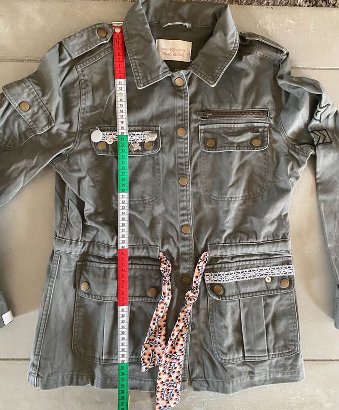 Veste style militaire kaki upcyclé taille 38 cache cache - photo numéro 13
