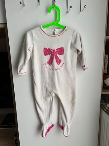 Pyjama velour blanc rose baby gap 18 mois